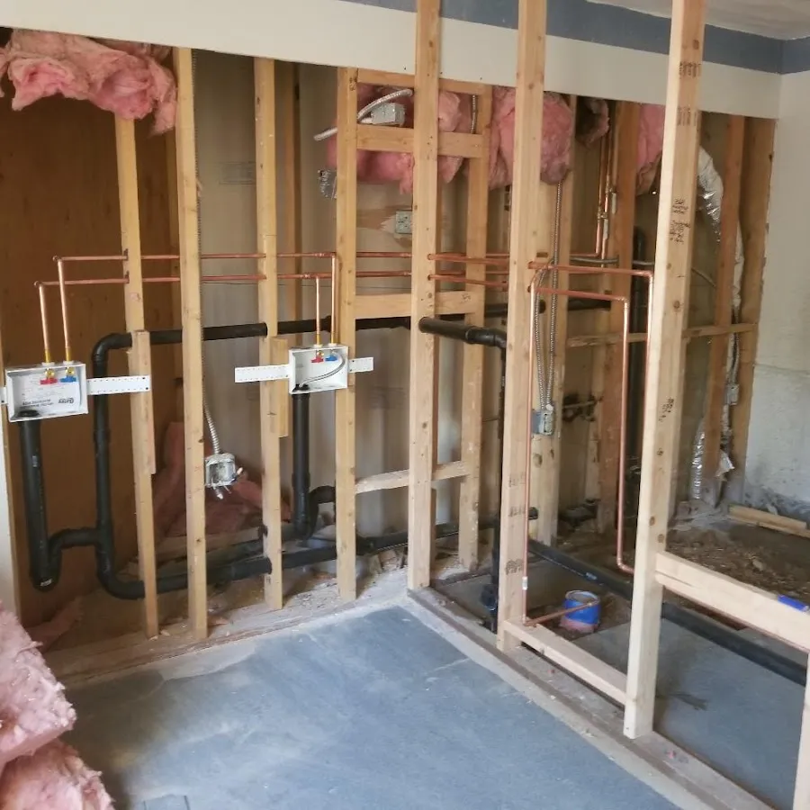 Copper pipe rough-in and plumbing installation in Fitchburg